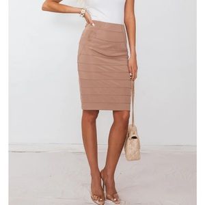 Taupe bodycon midi skirt - size M
